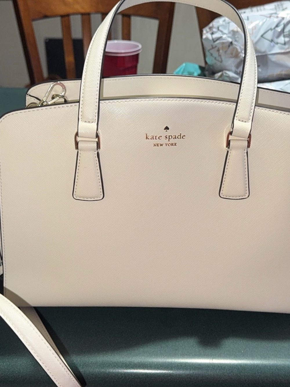 NWOT kate spade Cream Dome Satchel with Gold Hardware